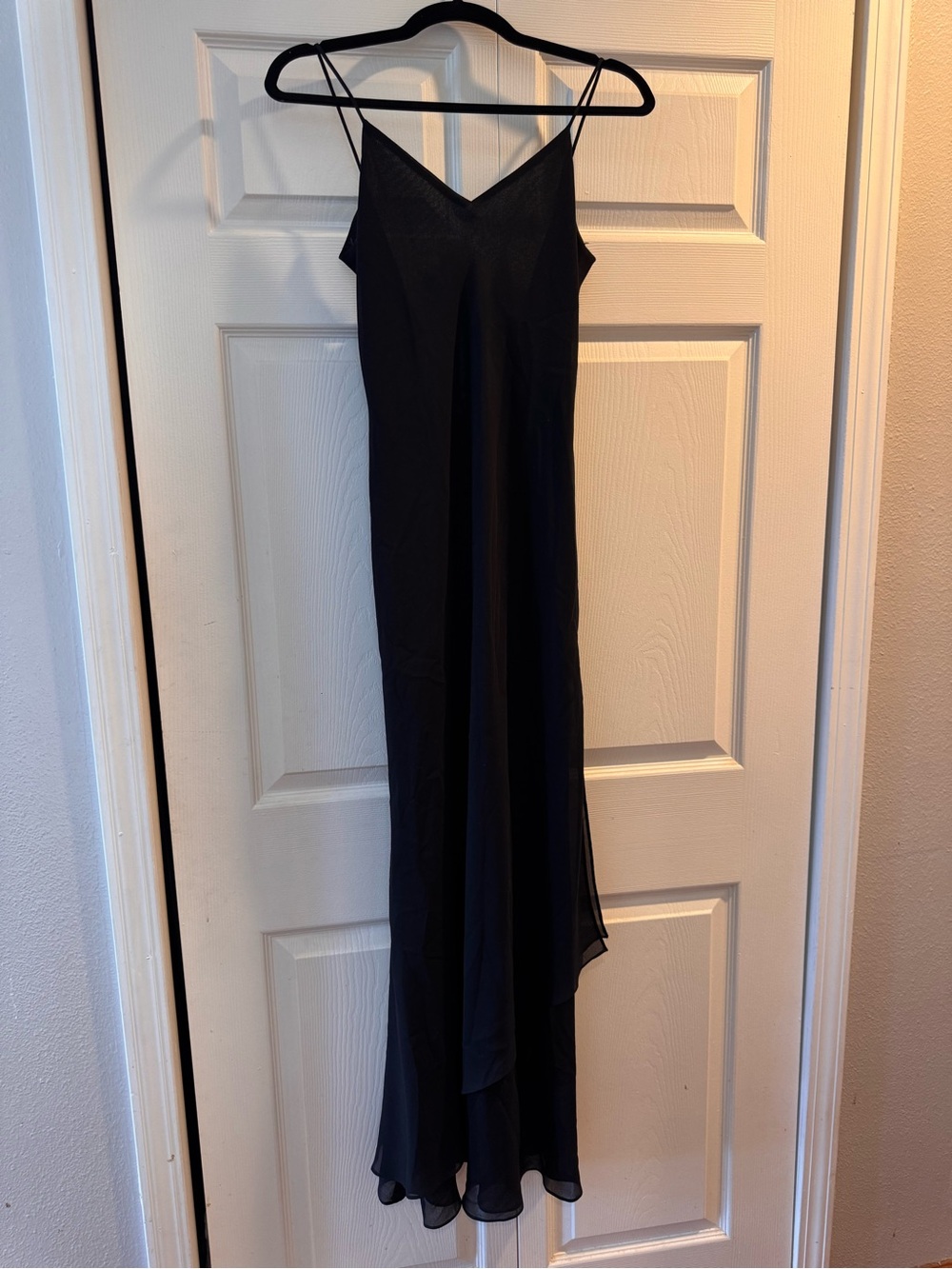 Vintage Niki by Niki Livas Elegant Black Goth Vampy Slip Maxi Dress with V-Neck